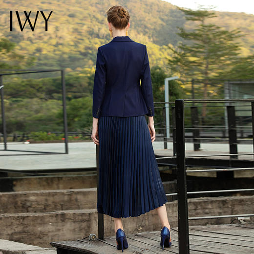 IWY/藏青色西装外套百褶裙套装C357+201030S4 商品图2