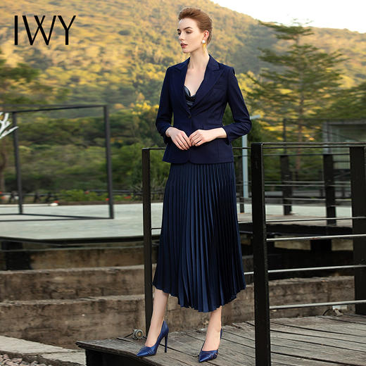 IWY/藏青色西装外套百褶裙套装C357+201030S4 商品图1