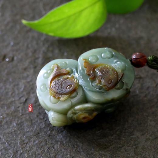 和田玉（青玉）独籽把件--并蒂同心/连年有余 248g 商品图0