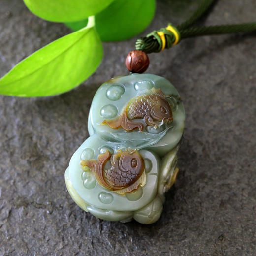 和田玉（青玉）独籽把件--并蒂同心/连年有余 248g 商品图3