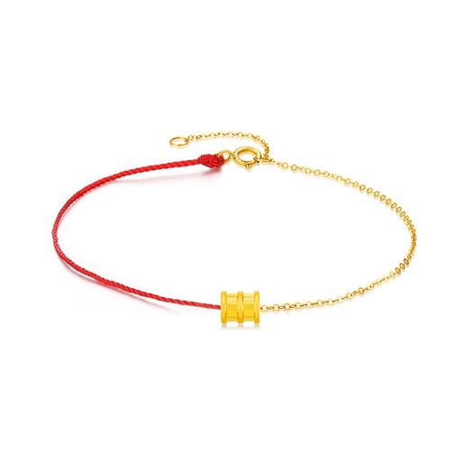 999足金网红小蛮腰18k金半红绳手链