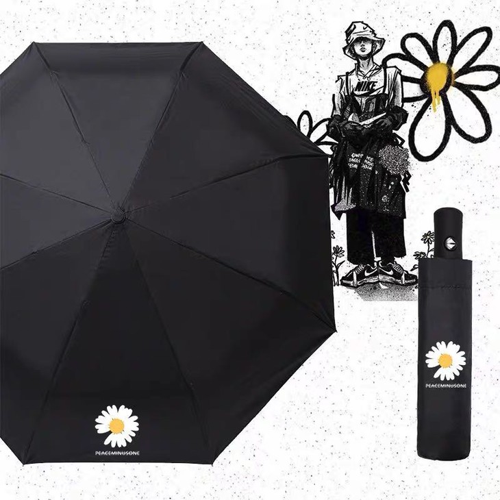 【遮阳,防水,抗风】peaceminusone联名款黑胶自动三折伞