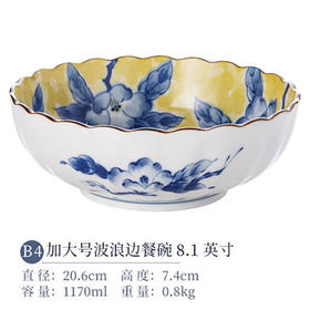黄彩8.1英寸波浪边餐碗