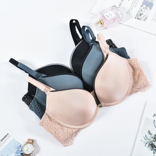 【特价商品不退不换】皇家丽美光面文胸深V聚拢记忆钛圈纯色内衣WJ915-2 商品图0