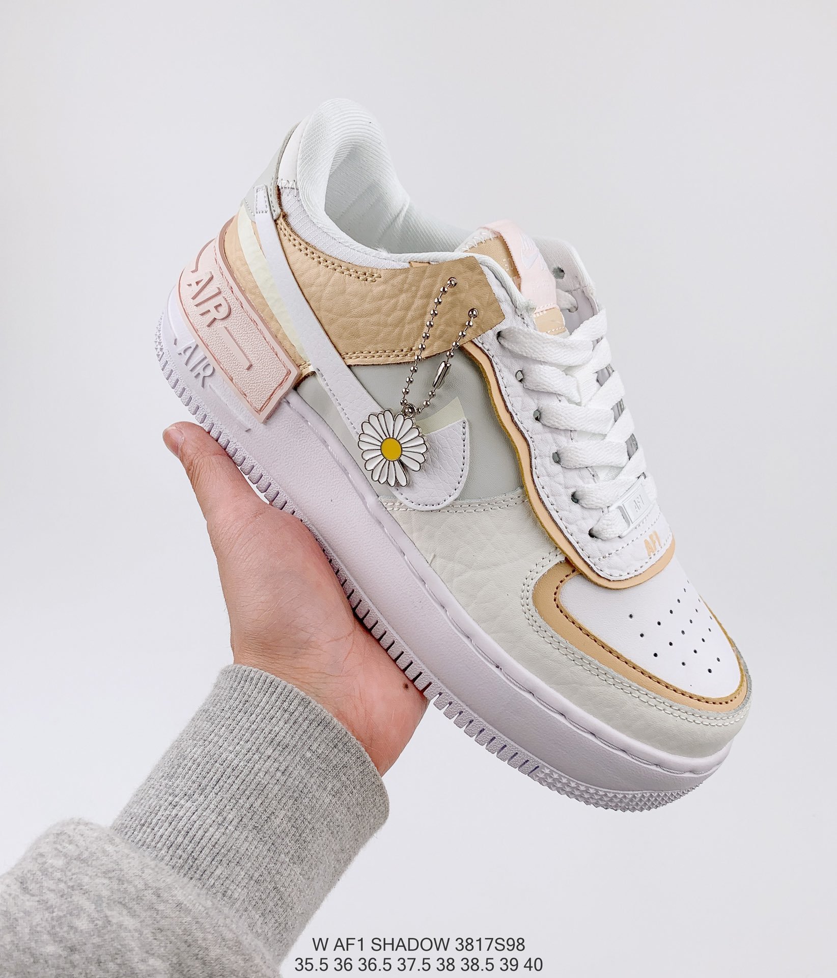耐克nike wmns air force 1 shadow奶油黄小雏菊空军一号增高低帮百搭