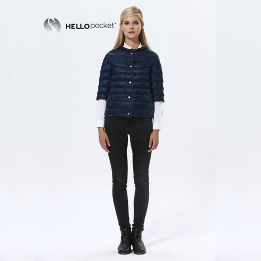 HPWL004女士时尚七分袖短款配针织保暖袖套鹅绒服 商品图3