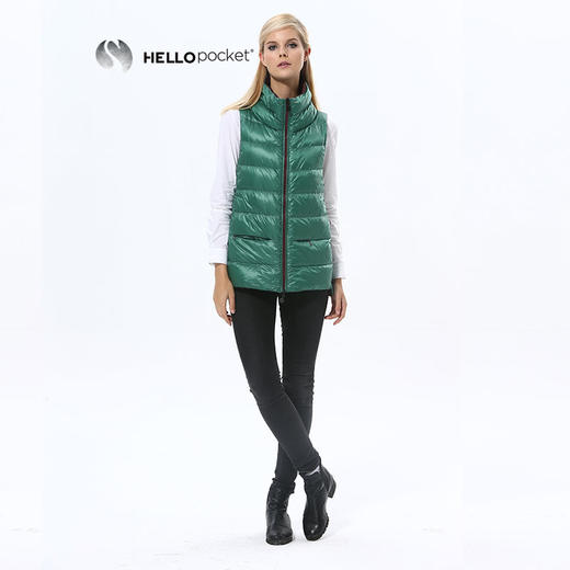 HPWL003女士中长立领鹅绒背心 商品图2