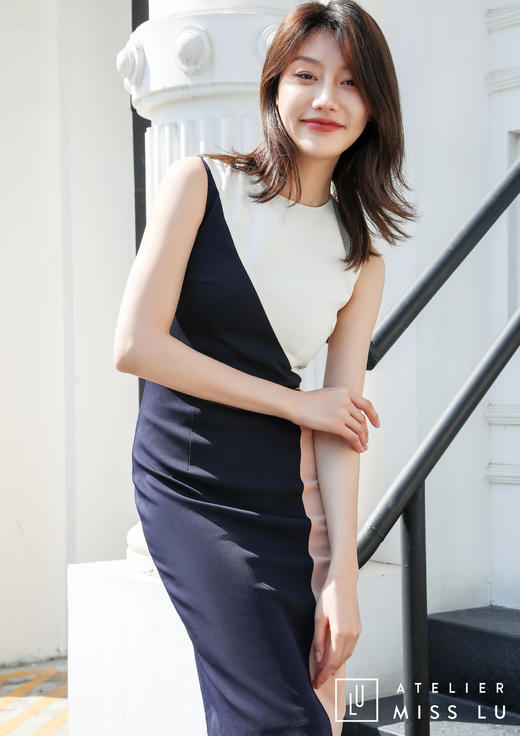 AtelierMissLu /Ines-三色拼接优雅修身连衣裙 商品图10