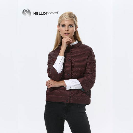 HPWL004女士时尚七分袖短款配针织保暖袖套鹅绒服 商品图0