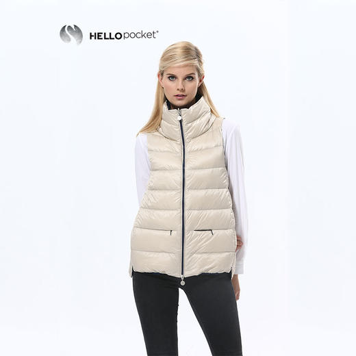 HPWL003女士中长立领鹅绒背心 商品图3