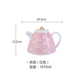 新文物1075cc茶壶（红+金）