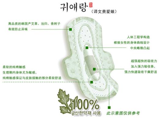 贵爱娘 韩方艾草日用卫生巾21cm18P 商品图1