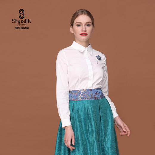 JW1406女士小翻领长袖白衬衫 商品图0