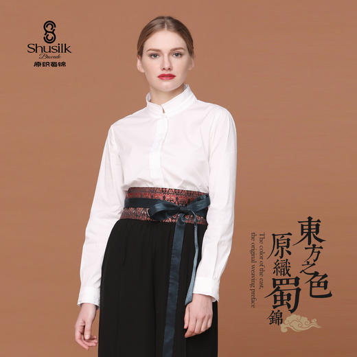 S17002-1女士立领长袖白衬衫 商品图0