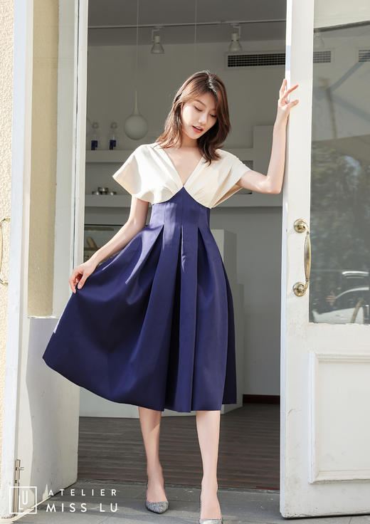 AtelierMissLu /Serena-典雅蓝白拼色公主裙 商品图11