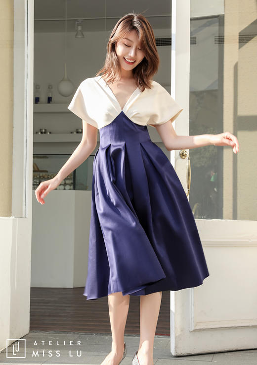 AtelierMissLu /Serena-典雅蓝白拼色公主裙 商品图10