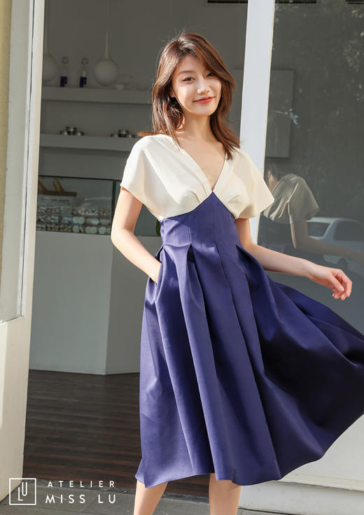 AtelierMissLu /Serena-典雅蓝白拼色公主裙 商品图14