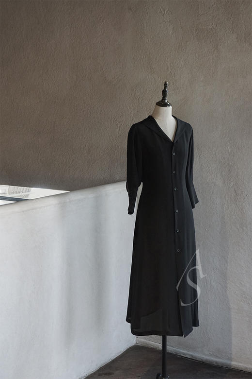 Liangxue 黑色真丝双绉连衣裙 商品图3