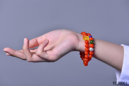 【设计款南红樱桃红双圈手串】规格:7.6mm克重:30.2g【编号:ycj0061】