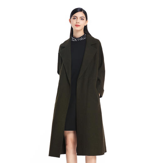EITIE爱特爱女装冬季修身长款西装领毛呢大衣羊毛外套5614327 商品图1