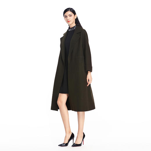 EITIE爱特爱女装冬季修身长款西装领毛呢大衣羊毛外套5614327 商品图3