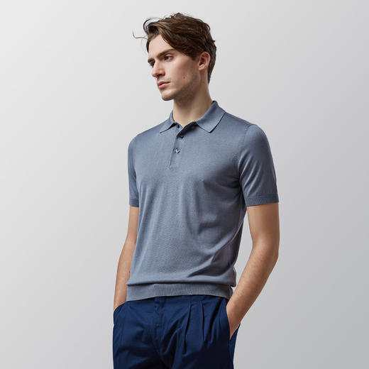 bycreations柏品 意大利进口 男士桑蚕丝真丝polo衫 短袖t恤