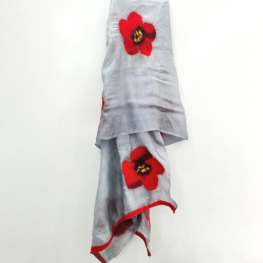 JIPARA 彩色丝绸羊毛披巾-灰色 商品图0