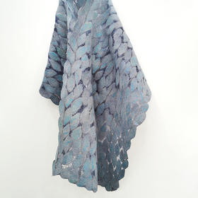 SAIMA丝绸羊毛披巾-蓝色