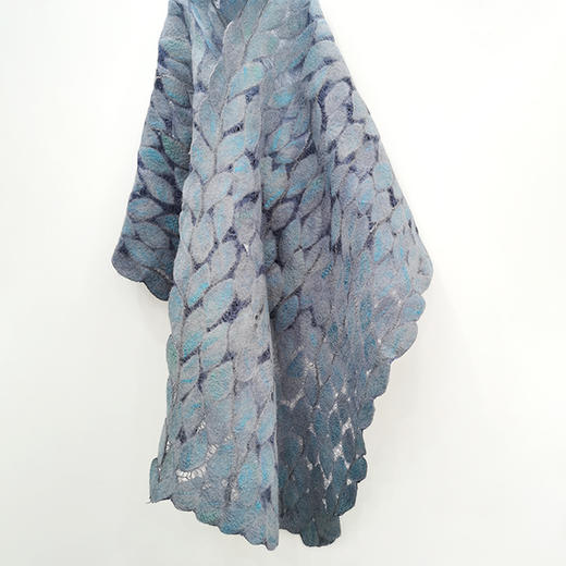 SAIMA丝绸羊毛披巾-蓝色 商品图0