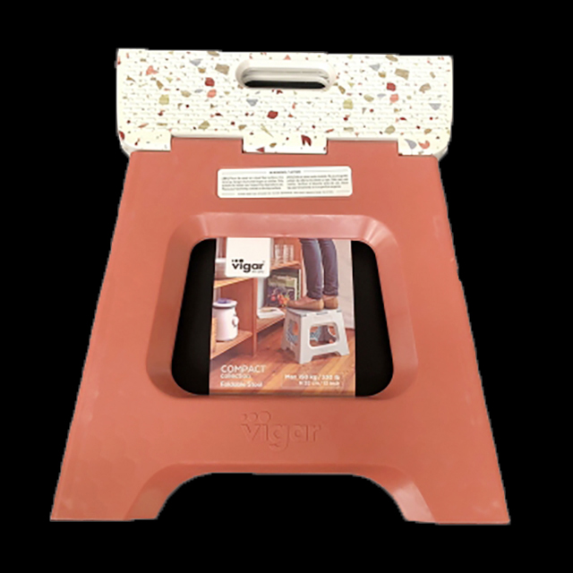 西班牙Vigar折叠板凳27cm（水磨石面/土星红凳脚）