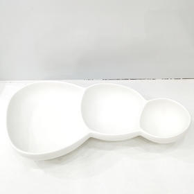 10.5寸英寸三格豆豆盘（白色）