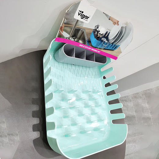 西班牙Vigar碗盘沥水收纳栏-覆刀叉盒（绿） 商品图0