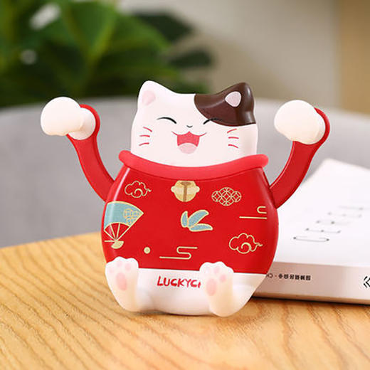 招财猫出风口车载支架-红色 商品图0