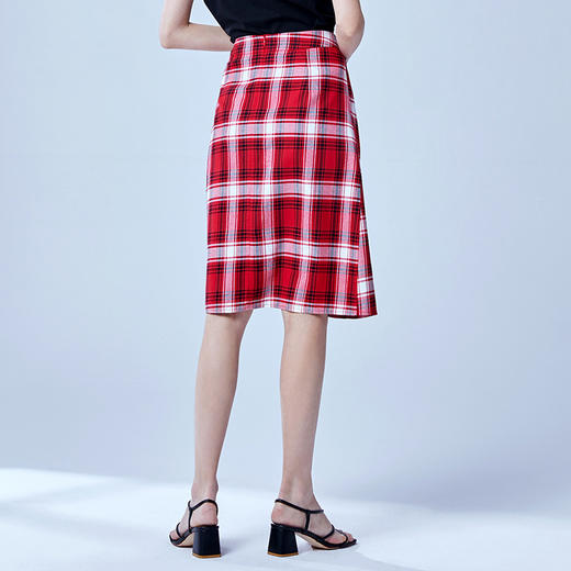 VIMAGE纬漫纪品牌女装春季时尚格子高腰百搭半身裙中裙V1106703 商品图5