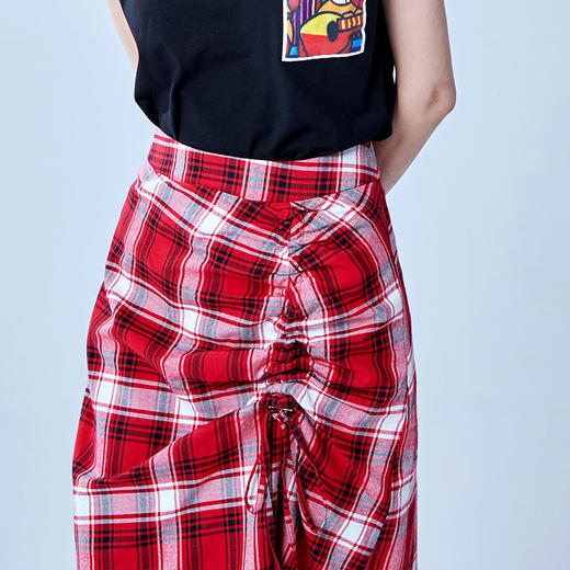 VIMAGE纬漫纪品牌女装春季时尚格子高腰百搭半身裙中裙V1106703 商品图4