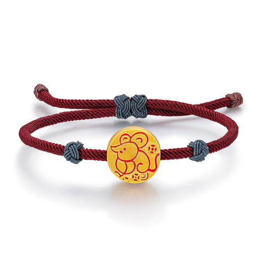 越王招财瑞鼠金钱鼠古法黄金手链bj0233