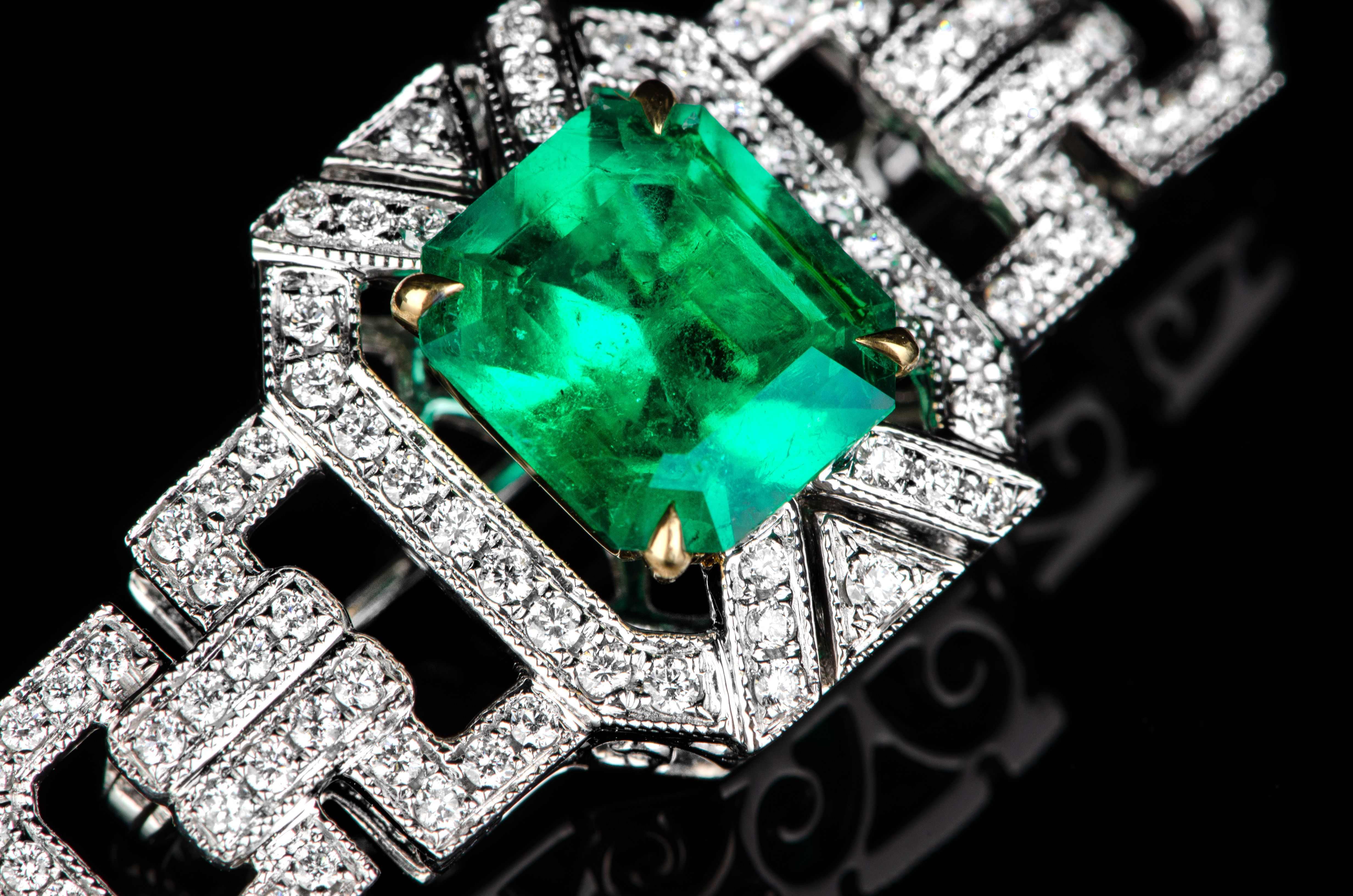 angiebella18k金哥伦比亚祖母绿复古胸针 国际证书哥伦比亚(muzo)