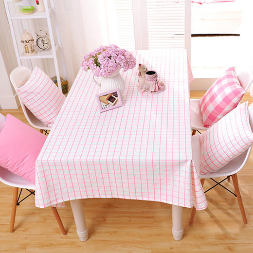 北欧家居台布（粉细格） 商品图0