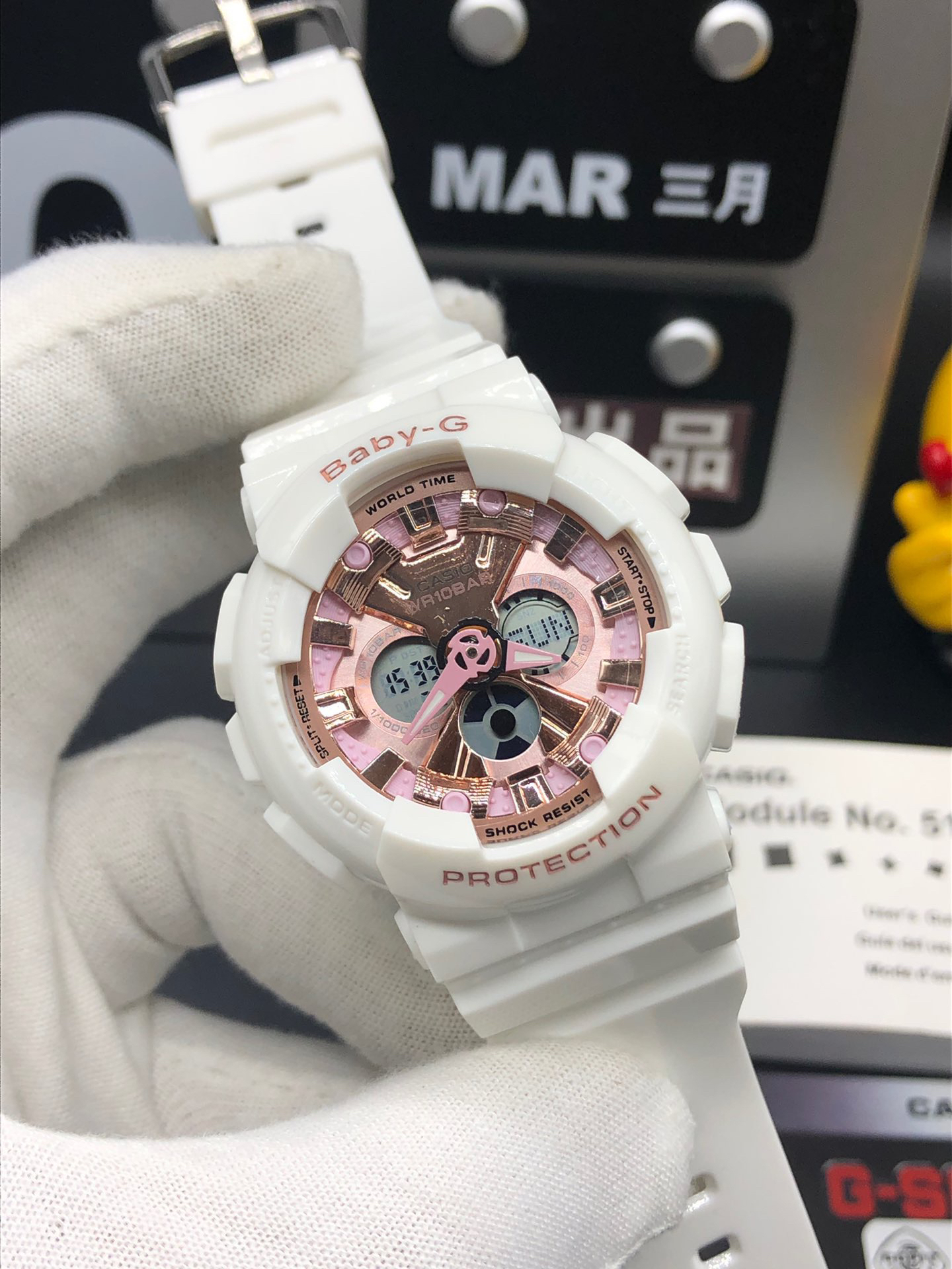 卡西欧热卖款 baby女款ba-120抬手灯卡西欧g-shock--经典防震表盘设计