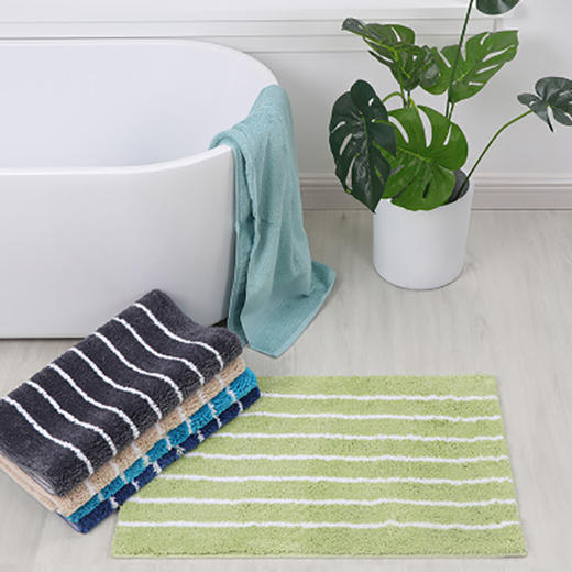 简约线条居家防滑地垫（绿色） 商品图0