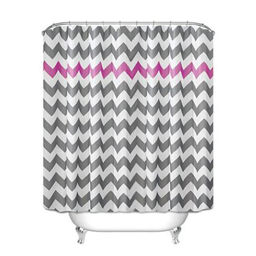 波浪花纹防水浴帘（紫红色） 商品图0