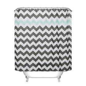 波浪花纹防水浴帘（绿色）