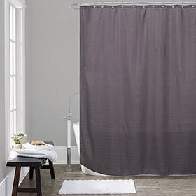 提花暗方格防水浴帘（深灰）