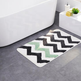 波浪条纹居家防滑地垫（绿色）