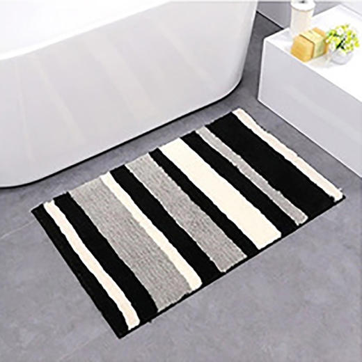 竖条纹居家防滑地垫（黑色） 商品图0