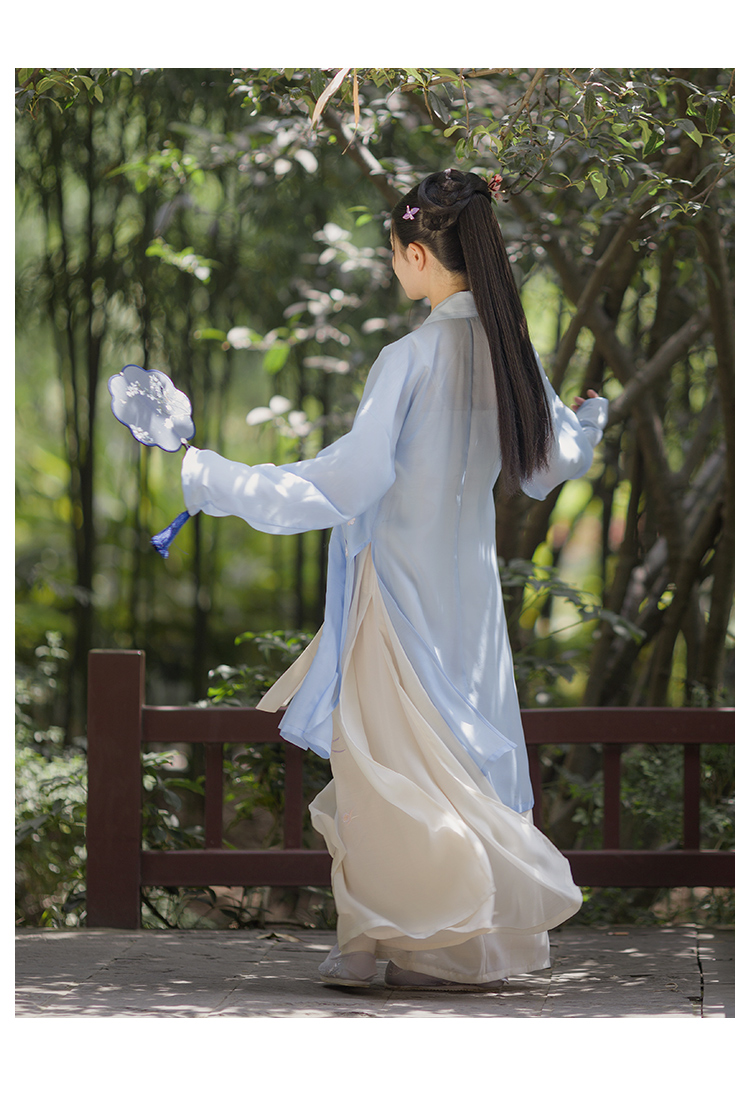 重回汉唐霓裳汉服女夏季传统改良宋裤对襟长褙子两件套日常刺绣