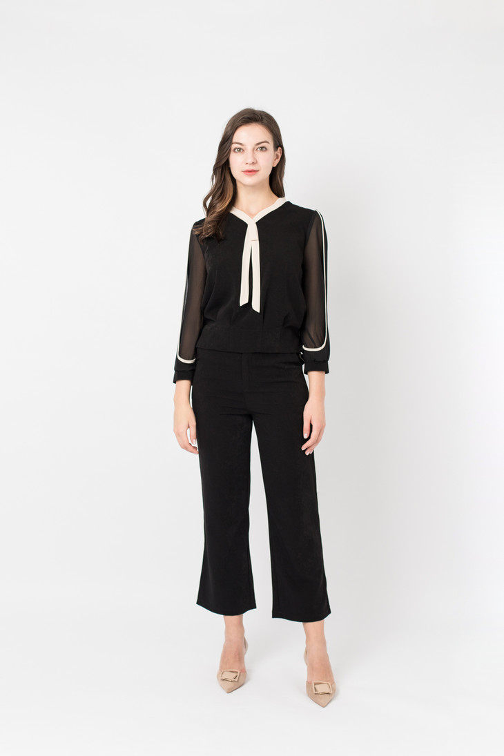 mag west 唛希时尚套装2020新款韩版洋气修身长袖休闲衬衫阔腿裤两件