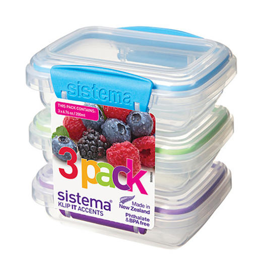 Klip It Accents 3件套迷你矩形保鲜盒组合装 商品图1