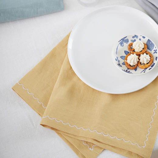 亚麻餐布口布餐巾方形绣线口布 商品图1