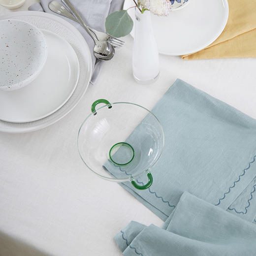 亚麻餐布口布餐巾方形绣线口布 商品图2